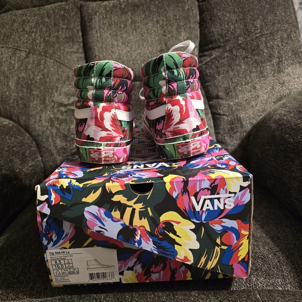 VANS X KENZO floral Red Old Sxhool Hightops. Mens 8.5 Or Womens 10! Worn Twice- - Picture 7 of 7